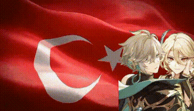 Anime Characters Standing In Front Of Flag GIF