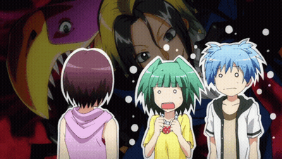 Anime Characters Standing In Front Of Shark GIF