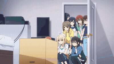 Anime Characters Standing In Room GIF