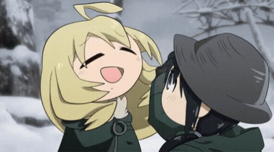 Anime Characters Standing In Snow GIF
