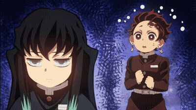 Anime Characters Standing Next To Each Other GIF