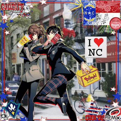 Anime Characters Standing Next To Sign Saying I Love NC GIF