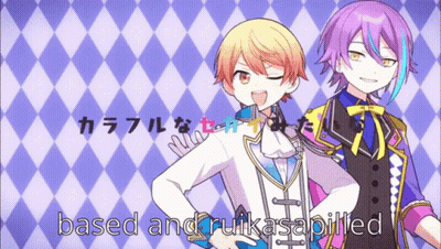 Anime Characters Standing Together Based And Rukasapilled GIF