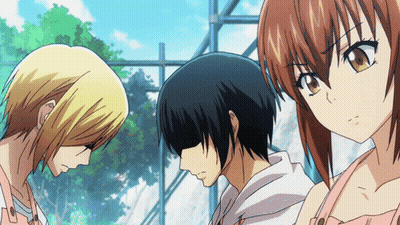 Anime Characters Standing Together Looking GIF