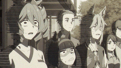 Anime Characters Standing Together Looking GIF
