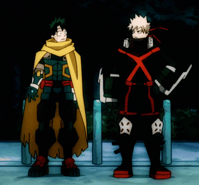 Anime Characters Standing Together One In Yellow Cape GIF