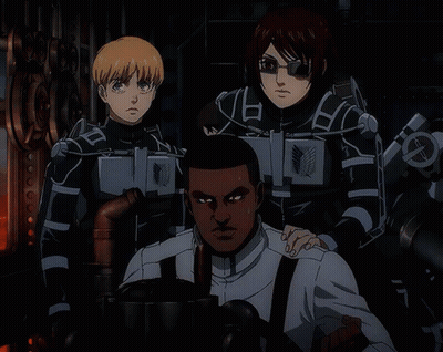 Anime Characters Standing Together Sunglasses GIF