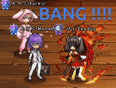 Anime Characters Standing With Bang Above GIF