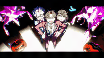 Anime Characters Standing With Pumpkin GIF