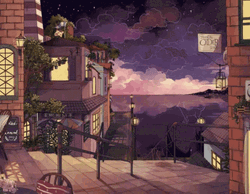 Anime City Evening View GIF