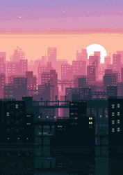 Anime City In Sunset GIF