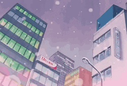 Anime City In Winter Season GIF