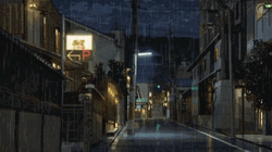 Anime City Raining At Night GIF