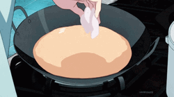 Anime Cooking Frying Chicken Fillet GIF