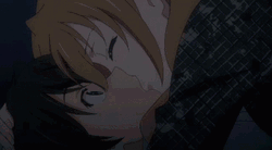 Anime Couple Gentle Kissing GIF