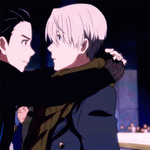 Anime Couple Hugging One With Scarf GIF