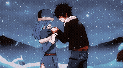 Anime Couple In Snow GIF