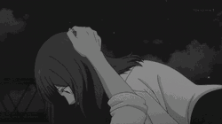 Anime Couple Kissing In Dark Night GIF