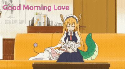 Anime Couple Sitting On Couch Good Morning Love GIF