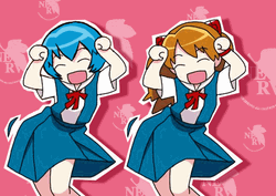 Anime Dancing Evangelion Asuka Rei GIF