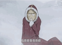 Anime Edward Elric Freezing In Snow Storm GIF