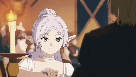 Anime Elf Frieren Going To Eat Cake GIF