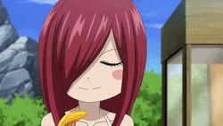 Anime Fairy Tail Cute Erza Eating Mango GIF