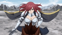 Anime Fairy Tail Erza Scarlet Dodging Attacks GIF