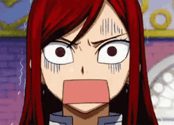 Anime Fairy Tail Erza Scarlet Shocked Reaction GIF