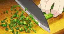 Anime Food Wars Cooking Chopping Spring Onions GIF