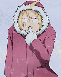 Anime Fullmetal Alchemist Edward Elric Freezing In Snow GIF