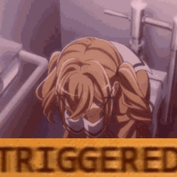 Anime Girl Bathroom Crying Triggered Meme GIF