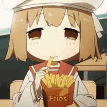 Anime Girl Eating French Fries