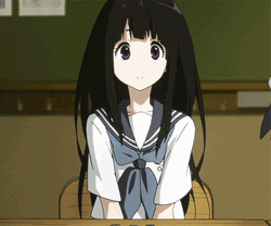 Anime Girl Eru Chitanda Gasping With Excitement GIF