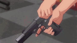 Anime Girl Gun Reloading Threat GIF