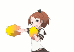 Anime Girl In Uniform Cheering