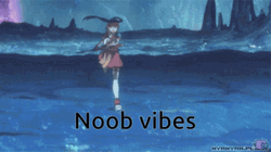 Anime Girl Noob Vibes Fights Enemy GIF