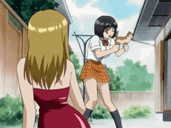 Anime Girl Oku Samawa Laser Cat Gun GIF