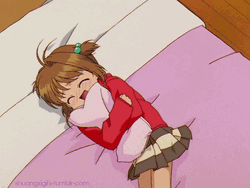 Anime Girl Rolling On Bed With Excitement GIF 