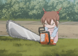 Anime Girl Starting Chainsaw