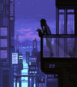 Anime Girl Watching City Lights At Night GIF