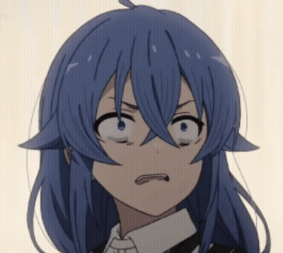 Anime Girl With Blue Hair Making Funny Face GIF