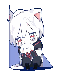 Anime Girl With Cat Ears Holding Stuffed Animal Sticker
