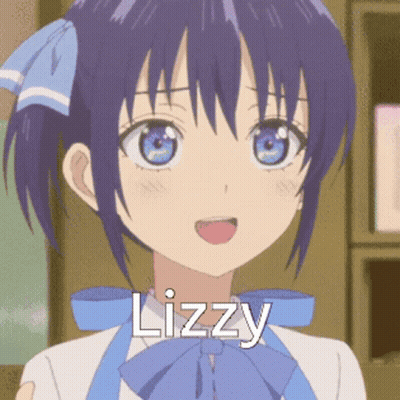 Anime Girl With Name Lizzy On Face GIF