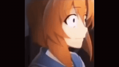 Anime Girl With Orange Hair And Blue Eyes Close Up GIF