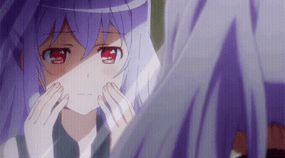 Anime Girl With Purple Hair And Red Eyes Crying GIF