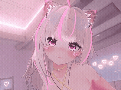 Anime Girl With White Hair And Pink Highlights GIF