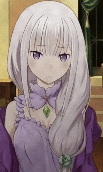 Anime Girl With White Hair And Purple Eyes GIF