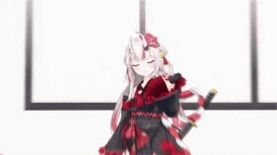 Anime Girl With White Hair And Red Eyes Holding Sword GIF