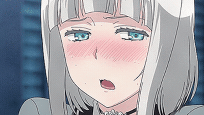 Anime Girl With White Hair Making Funny Face GIF